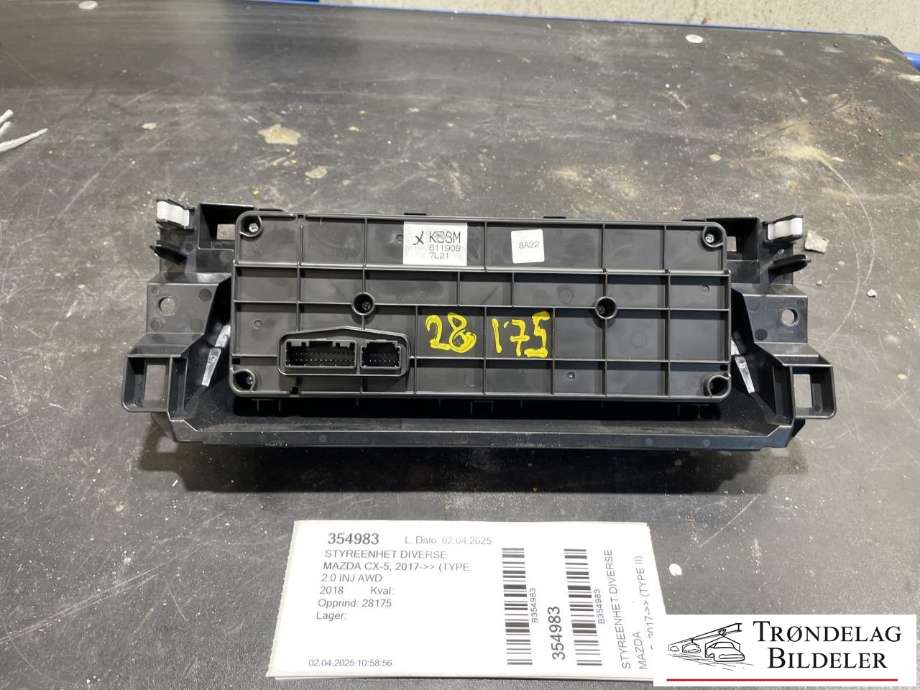 Varmeapparat betjening til Mazda CX-5 2017-->> (Type II) (KB8M 61190B 7L21|)
