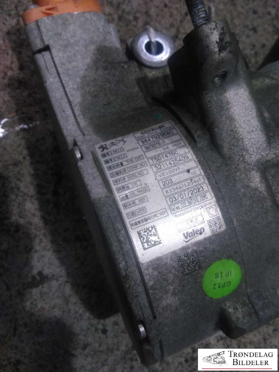 Aircondition kompressor elbil til Citroën ë-C4 2020-->>  (98 400 566 80|)