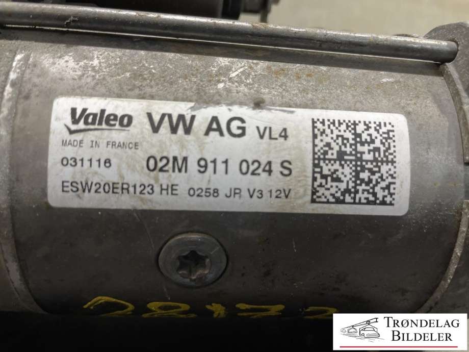 Starter diesel til Škoda Octavia 2013-2016 (Type III, Fase 1)  (VALEO|02M911024C|1153009|02M911021E|02M911021EX|02M911021P|02M911021PX|02M911024B|02M911024BX|02M911024CX|02M911024G|02M911024GX|02M911024S|LRS02394|0986025110|)