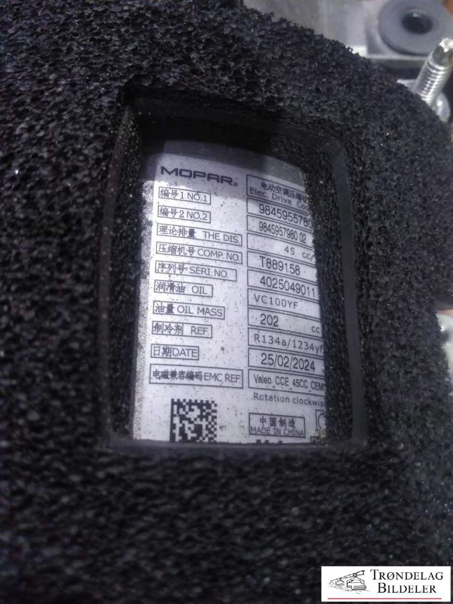 Aircondition kompressor elbil til Peugeot e-3008 2023-->>  (9845955780|)