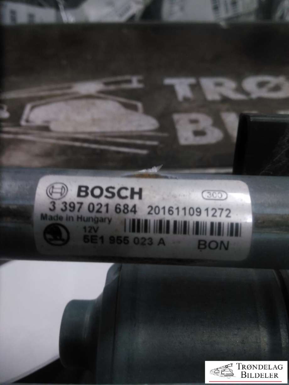 Viskermotor frontrute komplett m/overføring til Škoda Octavia 2013-2016 (Type III, Fase 1)  (BOSCH|5E1955119|1397220689|5E1955023A)
