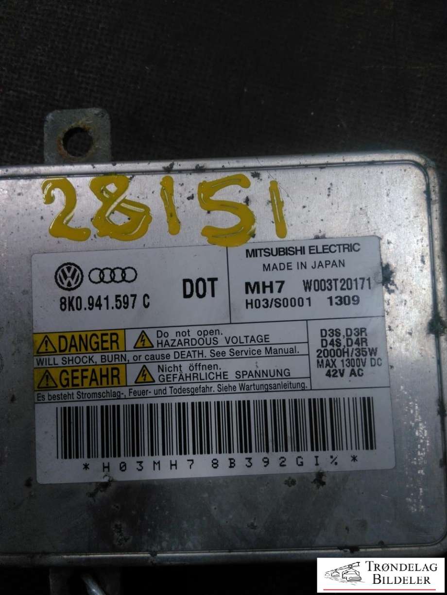 Styreenhet xenon/ballast til VW Transporter / Caravelle 2009-2015 (Fase 2) (T5) (T5) (8K0941597C|W003T20171|)