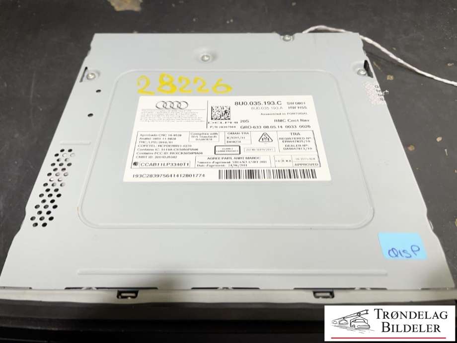 Bilstereo til Audi Q3 2011-2014 (Type I, Fase 1) (8U0 035 193 C|8U0 035 193 CX|)