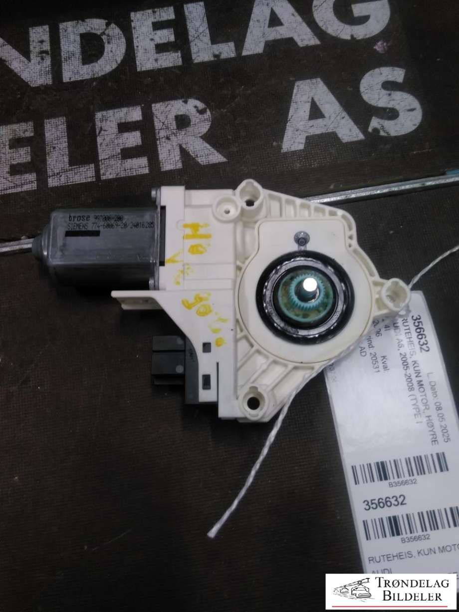 Ruteheis, kun motor, høyre bak til Audi A6 2005-2008 (Type III, Fase 1) (C6) (C6) (BROSE|4F0959802C|1101997000201|)
