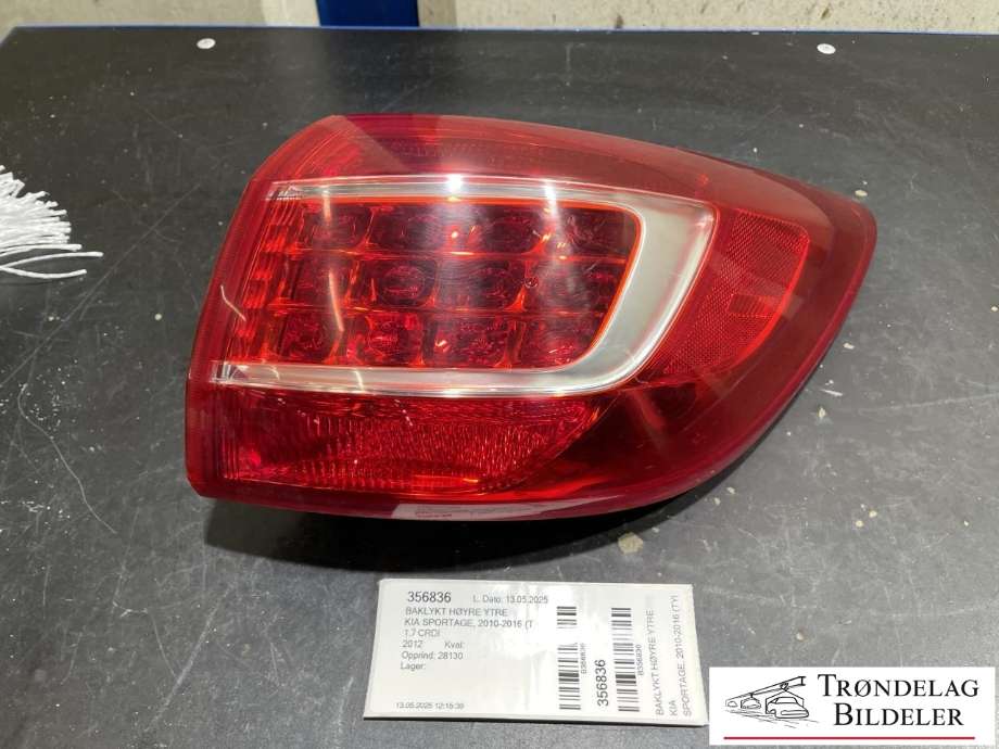 Baklykt høyre ytre til Kia Sportage, 2010-2016 (Type III)
