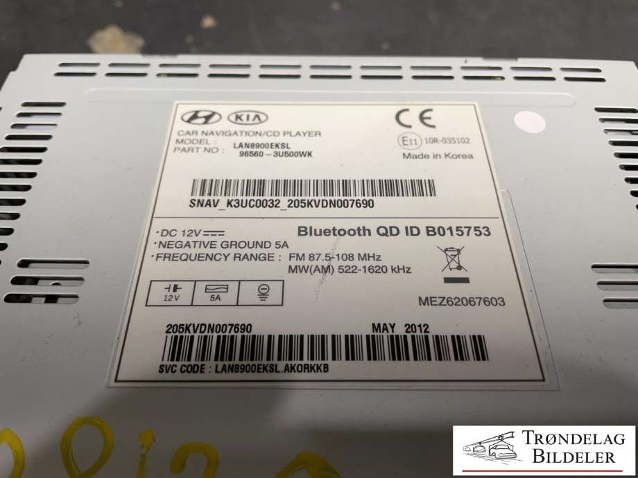 Bilstereo til Kia Sportage 2010-2016 (Type III)  (96560-3U500WK|)