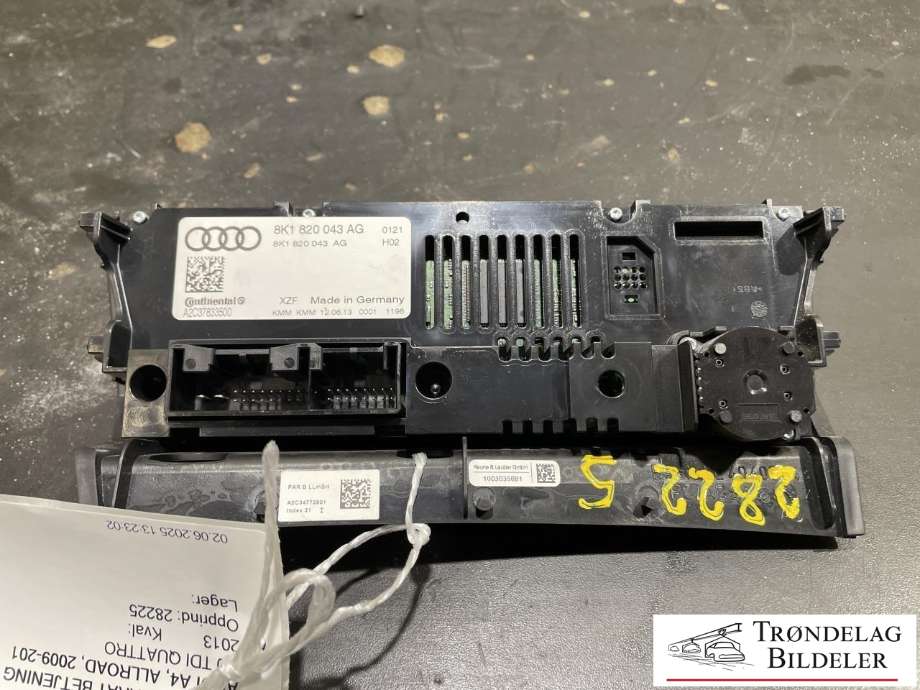 Varmeapparat betjening til Audi A4, Allroad 2009-2016 (Type I) (B8) (B8) (8K1 820 043 AG|)