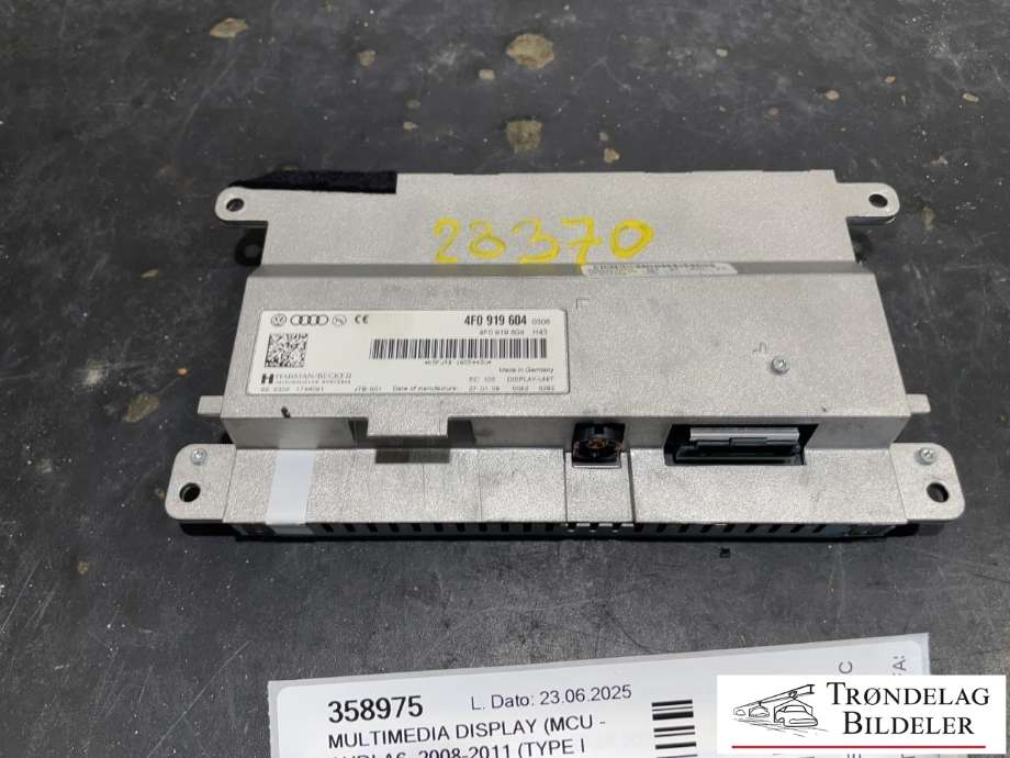 Multimedia display (MCU - Media Controller Unit) til Audi A6 2008-2011 (Type III, Fase 2) (C6) (C6) (8R0 919 604|8R0 919 604 A|4F0 919 604)