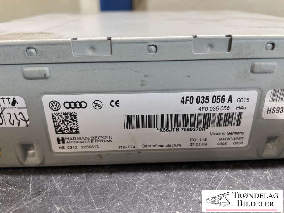 Bilstereo til Audi A6 2008-2011 (Type III, Fase 2) (C6) (C6) (4F0 035 056 A|)