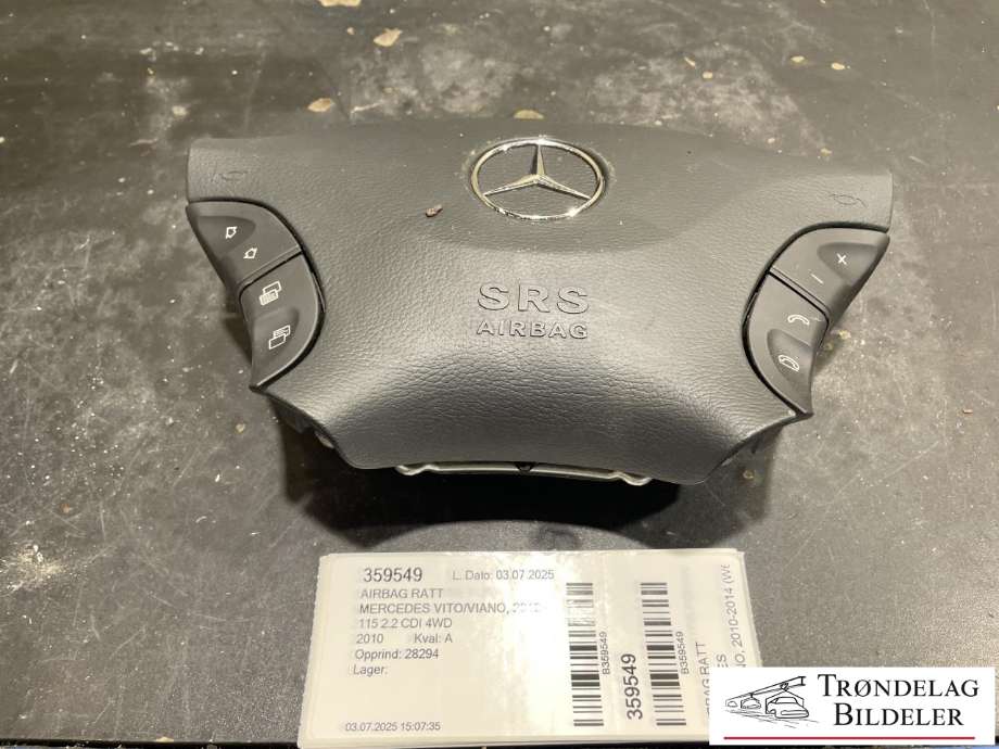 Airbag ratt til Mercedes Vito/Viano, 2010-2014 (Fase 2) (W639) (W639) (A 639 860 19 02)
