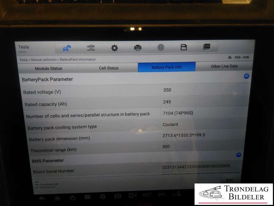 Batteripakke elbil til Tesla Model S 2013-2016 (Fase 1)  (1101078-00-A|106379200B|)