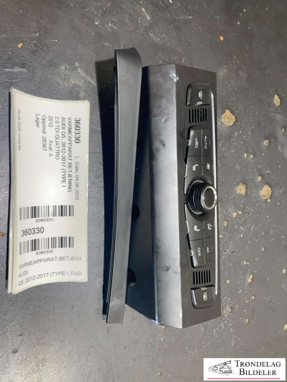 Varmeapparat betjening til Audi Q5, 2012-2017 (Type I, Fase 2)  (8T1 820 043 AN)