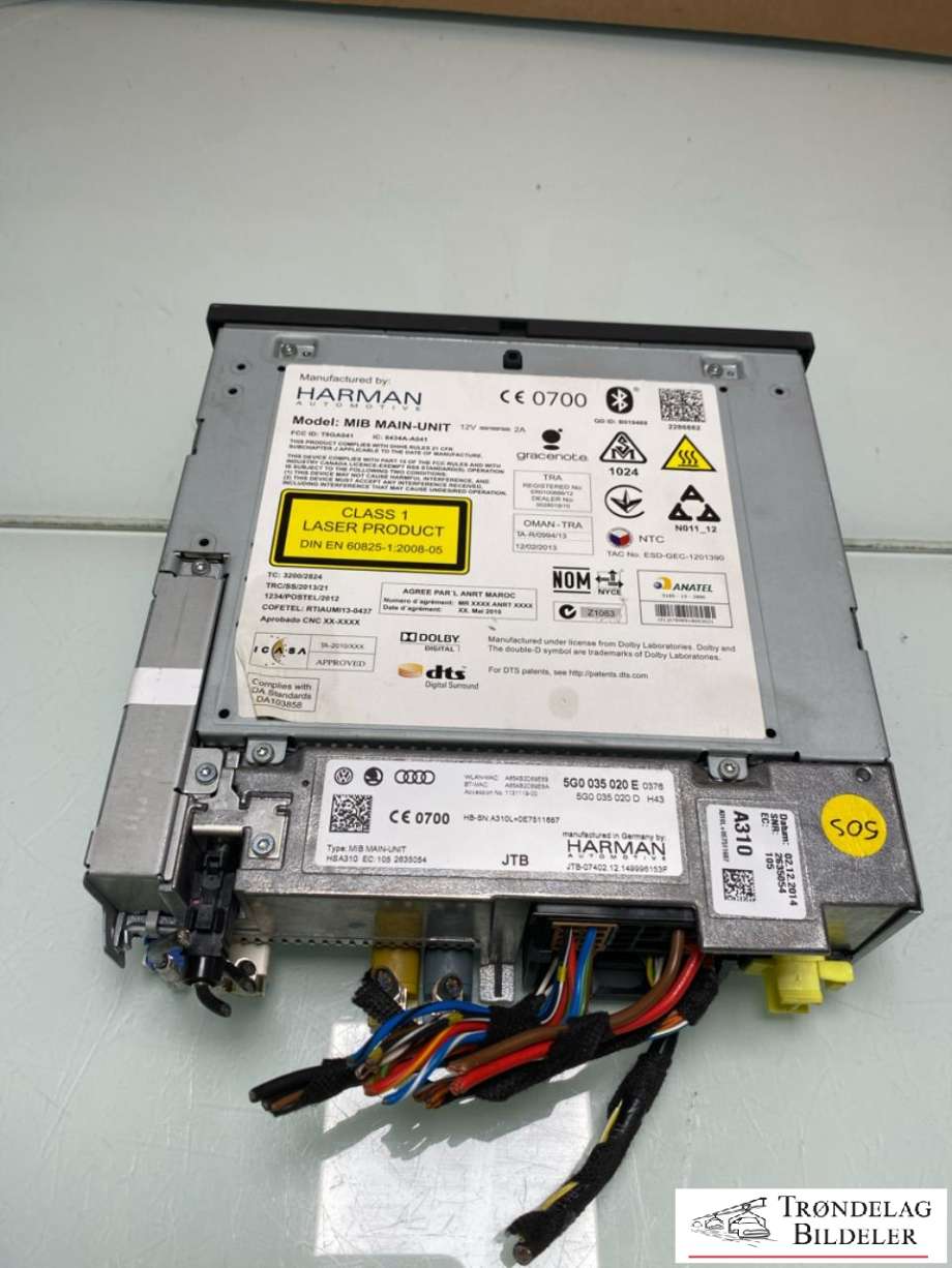 Bilstereo til VW e-Golf 2014-2017 (Fase 1) (5G0 035 020 E|5G0 035 020 D|1 DIN)