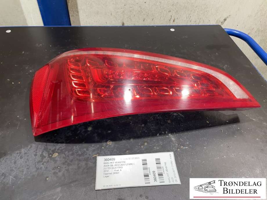 Baklykt venstre til Audi Q5, 2012-2017 (Type I, Fase 2)  (8R0945093A)