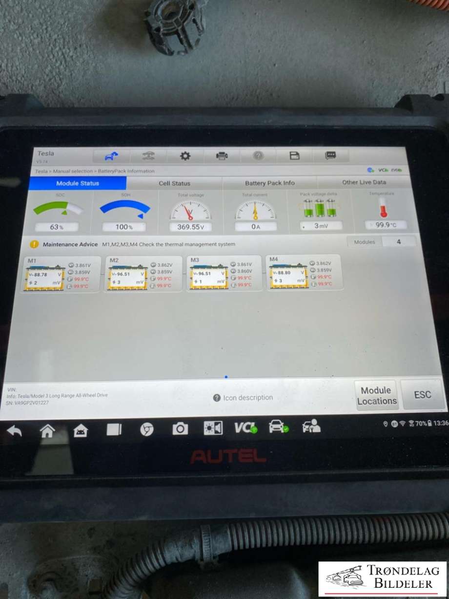 Batteripakke elbil til Tesla Model 3 2018-2023 (Fase 1)  (1104423-00-M|220AH|78KWH)
