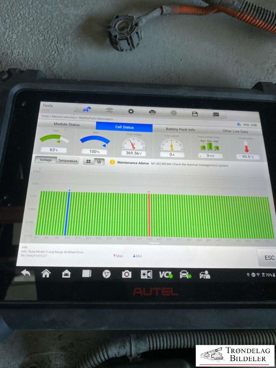 Batteripakke elbil til Tesla Model 3 2018-2023 (Fase 1)  (1104423-00-M|220AH|78KWH)