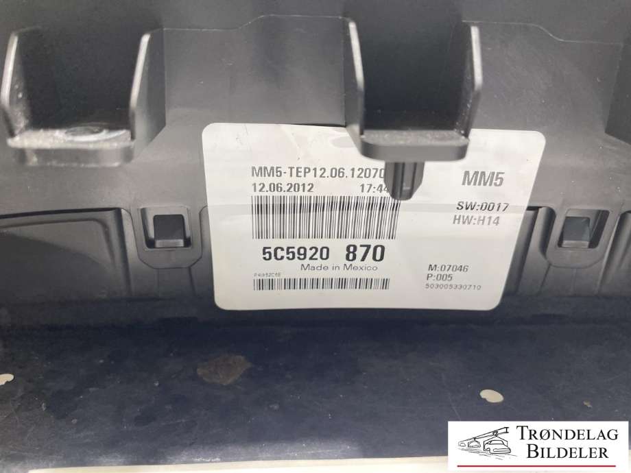 Instrumentpanel til VW Beetle 2011-2018 (Type II)  (5C5 920 870  X|5C5 920 870|)