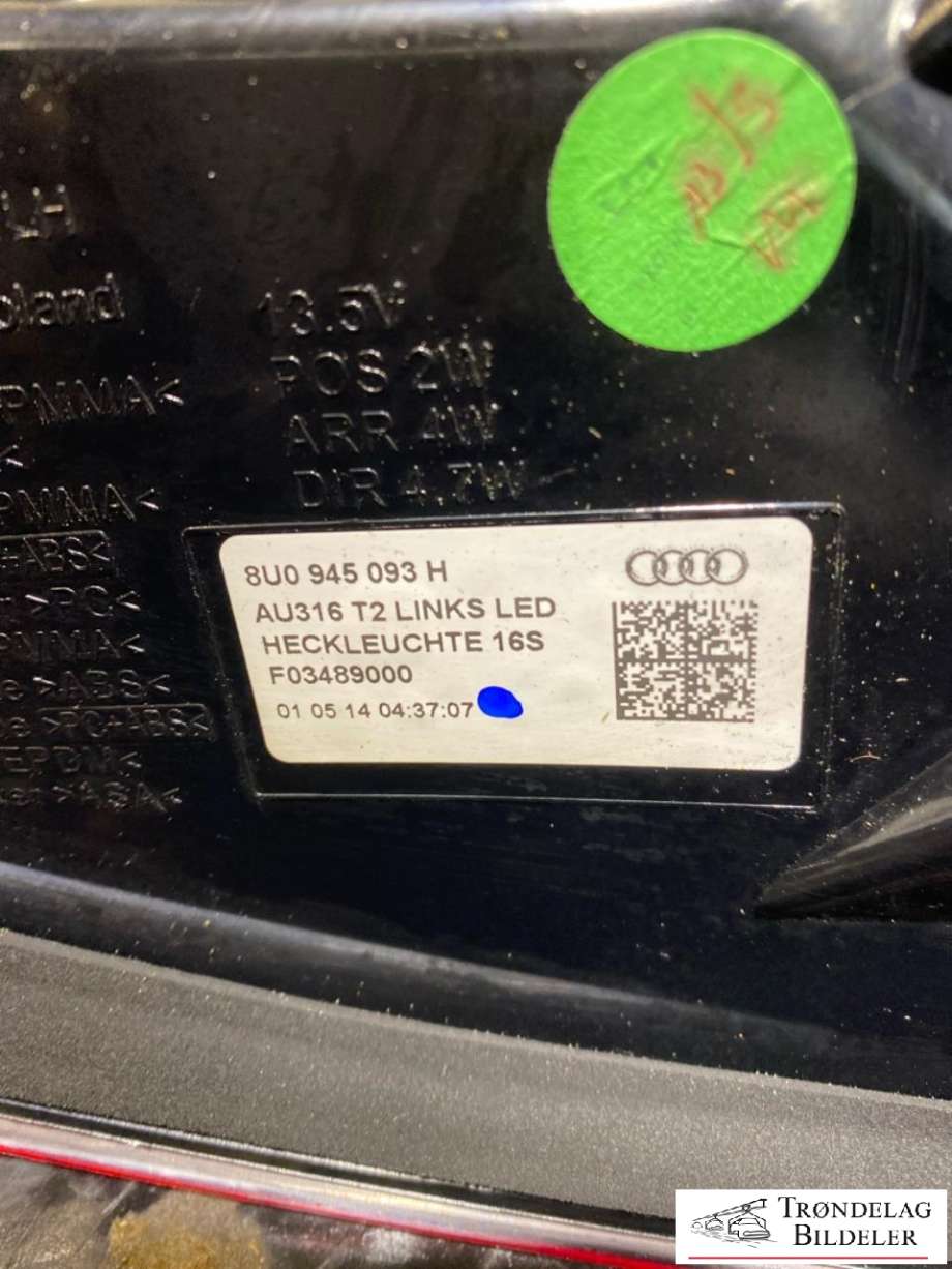 Baklykt venstre til Audi Q3 2011-2014 (Type I, Fase 1)  (8U0945093H|)