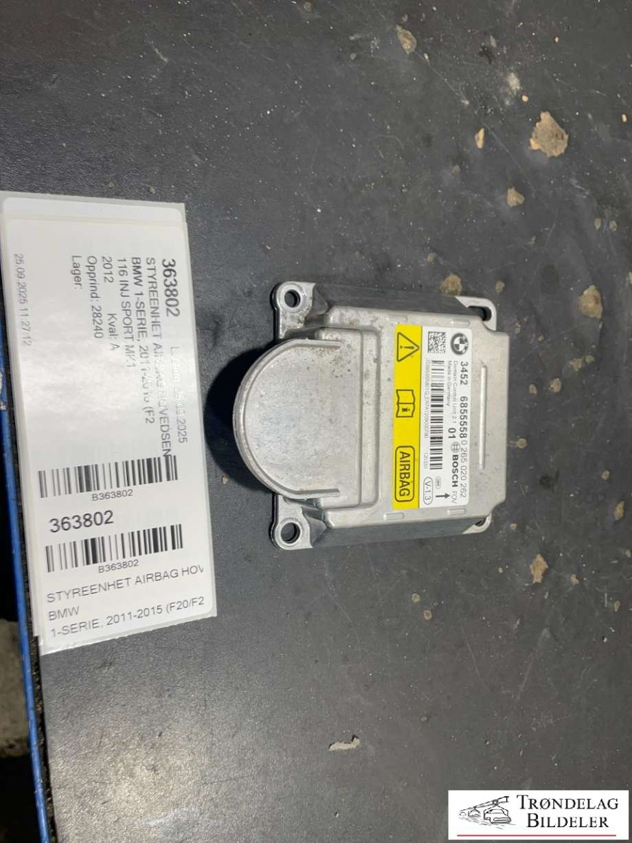 Styreenhet airbag hovedsensor til BMW 1-Serie, 2011-2015 (Fase 1) (F20/F21) (F20/F21) (3452 6855558)