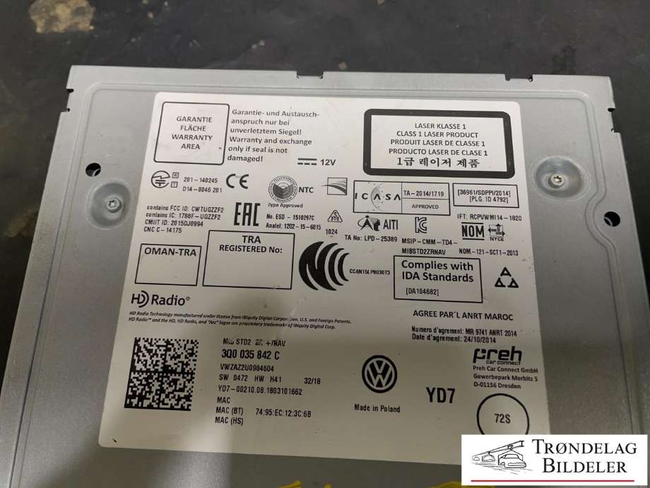 Bilstereo navigasjon til VW Tiguan 2016-2020 (Type II, Fase 1)  (3Q0035842C|)