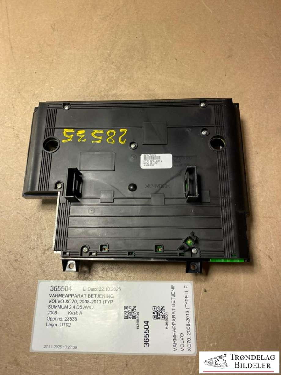 Varmeapparat betjening til Volvo XC70 2008-2013 (Type II, Fase 1) (30782910|30774366|)