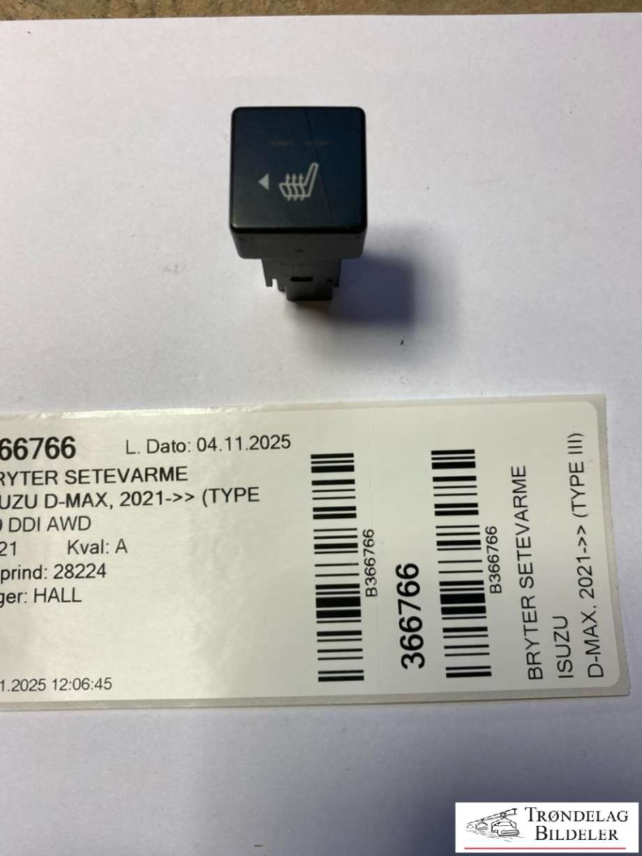 Bryter setevarme til Isuzu D-Max, 2021-->> (Type III) (8983945351)
