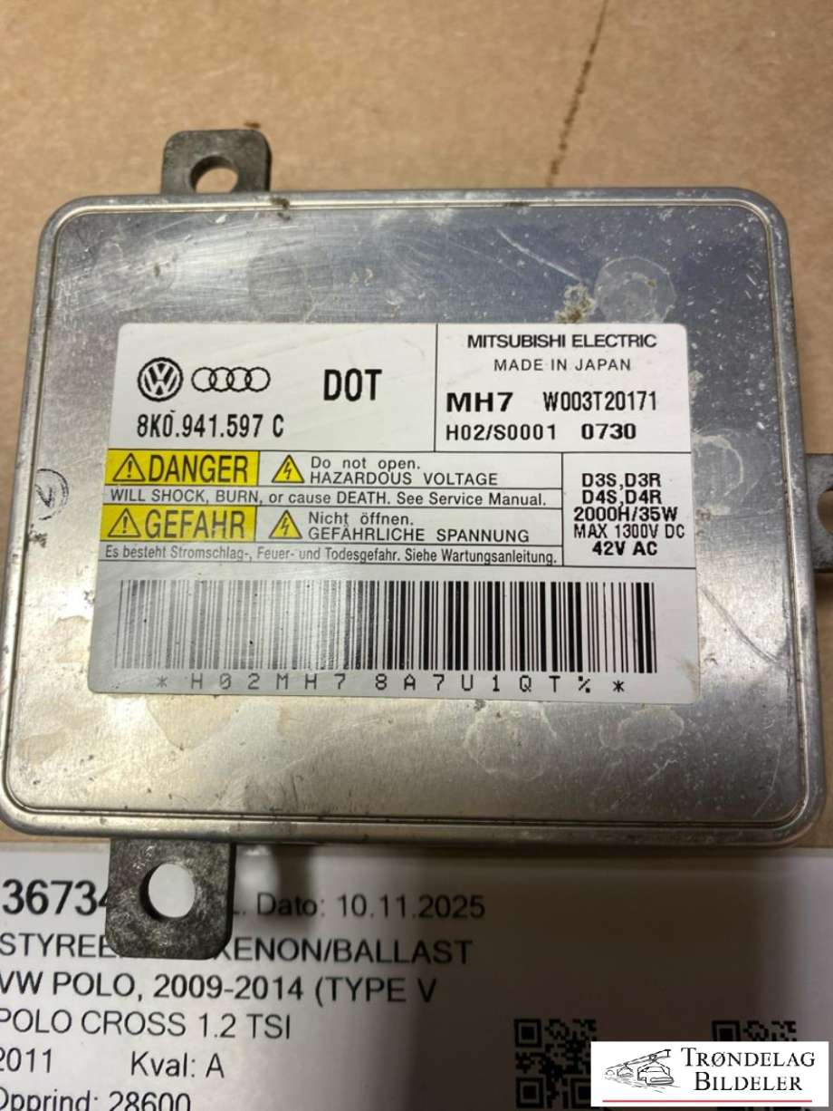 Styreenhet xenon/ballast til VW Polo 2009-2014 (Type V, Fase 1)  (8K0941597C|)