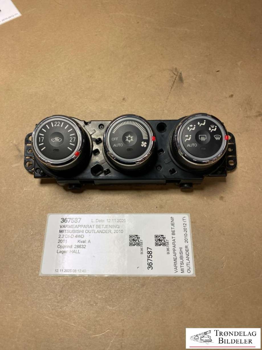Varmeapparat betjening til Mitsubishi Outlander, 2010-2012 (Type II, Fase 2)  (7820A115XC)