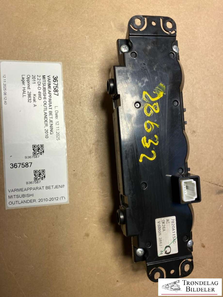 Varmeapparat betjening til Mitsubishi Outlander 2010-2012 (Type II, Fase 2) (7820A115XC|)