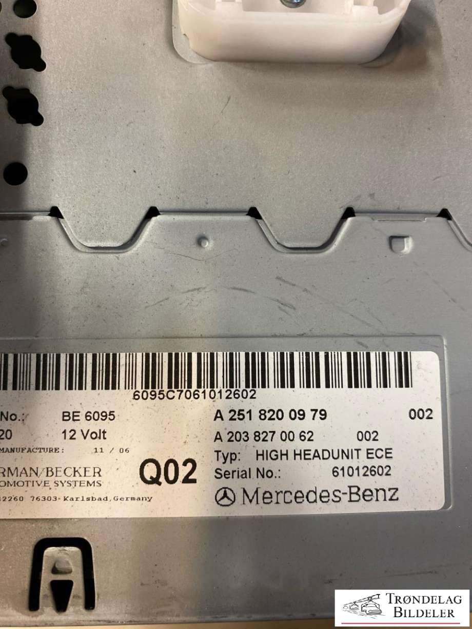 Bilstereo navigasjon spiller til Mercedes R-Klasse 2006-2013 (W251) (W251) (A 251 820 09 79|)