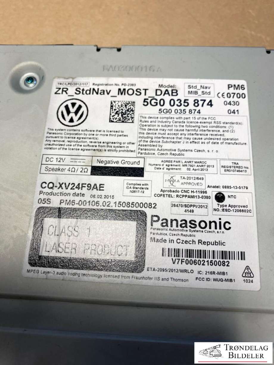Bilstereo navigasjon spiller til VW Golf Sportsvan 2014-2018  (5G0035974|5G0035842|)
