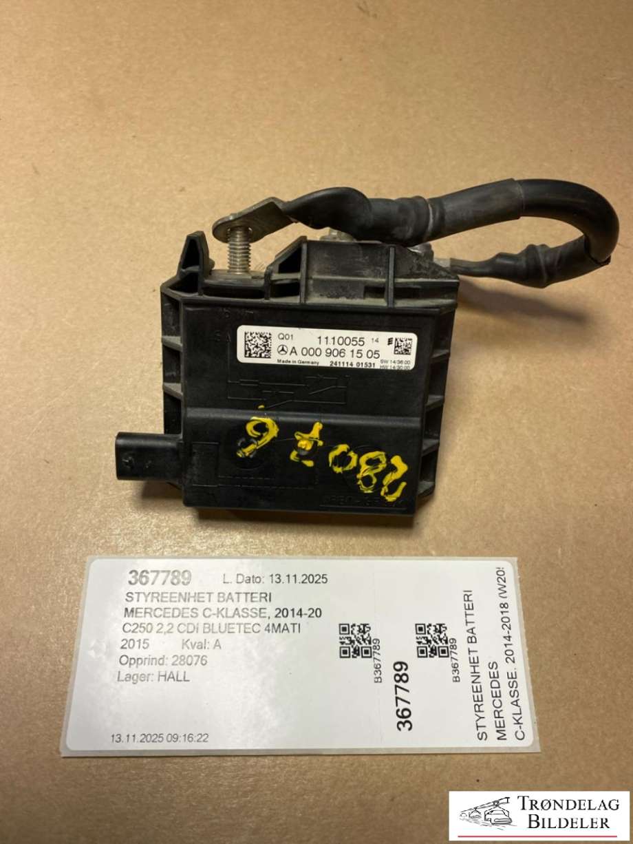 Styreenhet batteri til Mercedes C-Klasse, 2014-2018 (Fase 1) (W205) (W205) (A0009061505)
