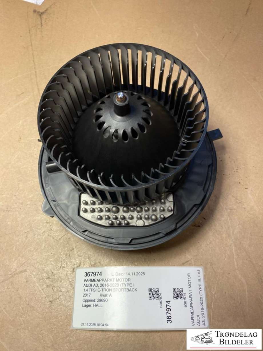 Varmeapparat motor til Audi A3 2016-2020 (Type III, Fase 2)  (5Q1819021|5Q1819021A|5Q1819021B|5Q1819021C|5Q1819021E|5Q1819021F|5Q1819021G|5Q1819021H|5Q1819021J|0130115576|5WA907521|5Q0907521C|5Q0907521A|5Q0907521E|F01150105)