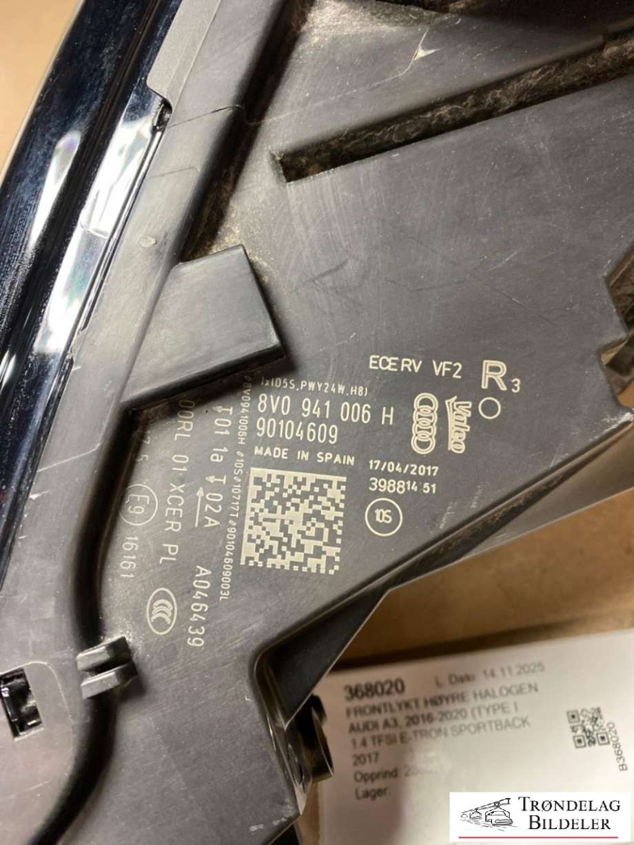 Frontlykt høyre xenon til Audi A3 2016-2020 (Type III, Fase 2) (8V0941 006 H|)