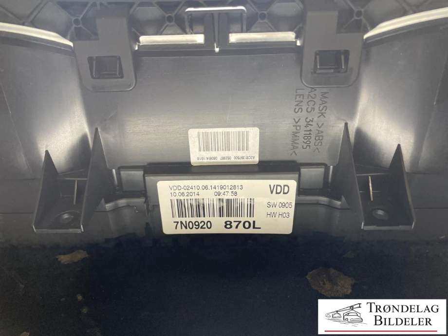 Instrumentpanel til VW Sharan 2010-->> (Type II)  (7N0 920 870 L|7N0 920 870 LX|)