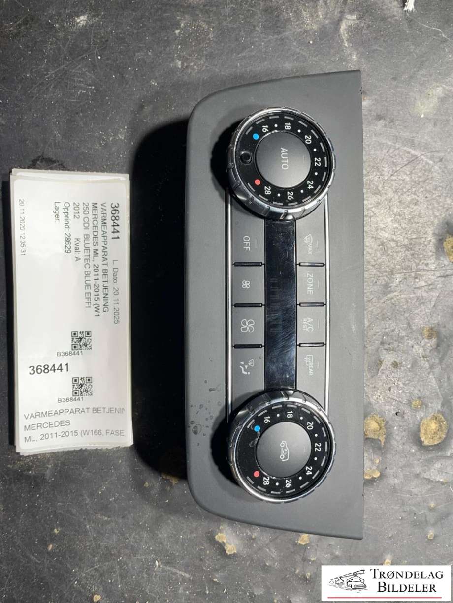 Varmeapparat betjening til Mercedes ML, 2011-2015 (Fase 1) (W166) (W166) (A 166 900 17 04)