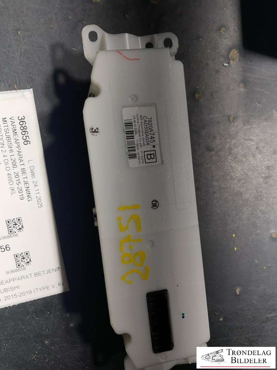 Varmeapparat betjening til Mitsubishi L200 2015-2019 (Type V, Fase 1)  (7820A745|)