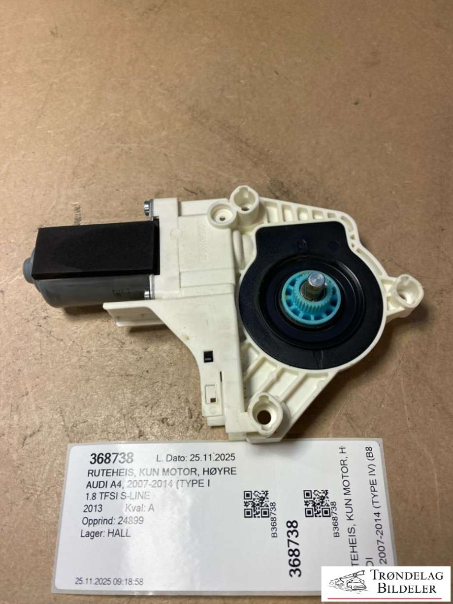 Ruteheis, kun motor, høyre foran til Audi A4 2007-2014 (Type IV) (B8) (B8) (8K0959802A|)