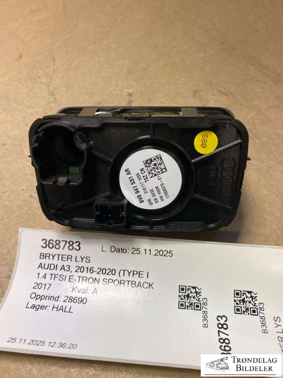 Bryter lys til Audi A3 2016-2020 (Type III, Fase 2)  (8V0941531AR 5PR|)