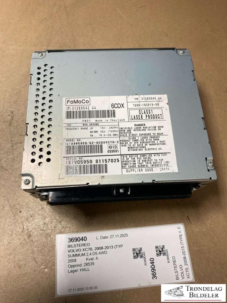 Bilstereo til Volvo XC70, 2008-2013 (Type II, Fase 1)  (31260542)