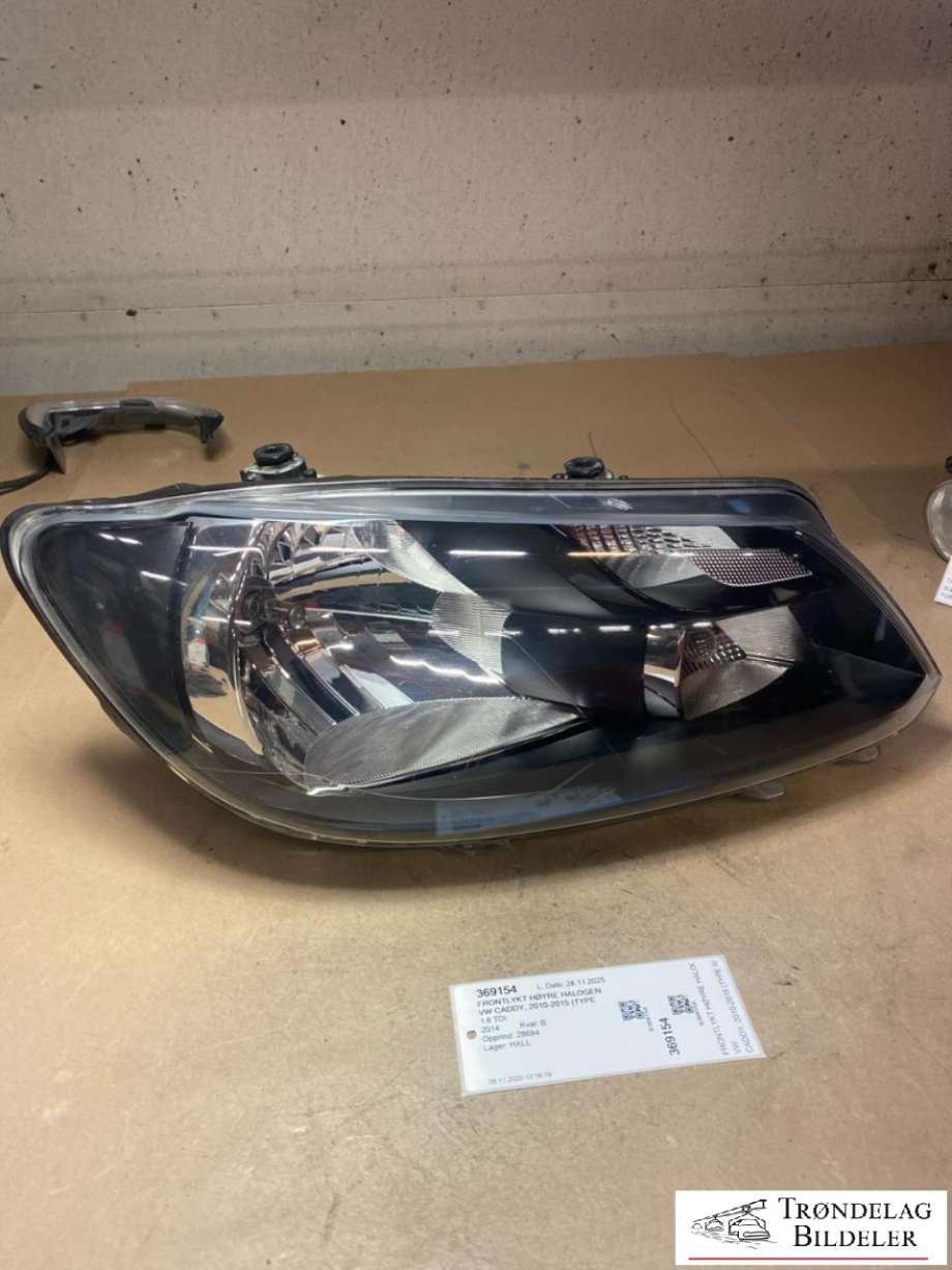 Frontlykt høyre halogen til VW Caddy, 2010-2015 (Type III, Fase 2)  (2K5 941 006 B)