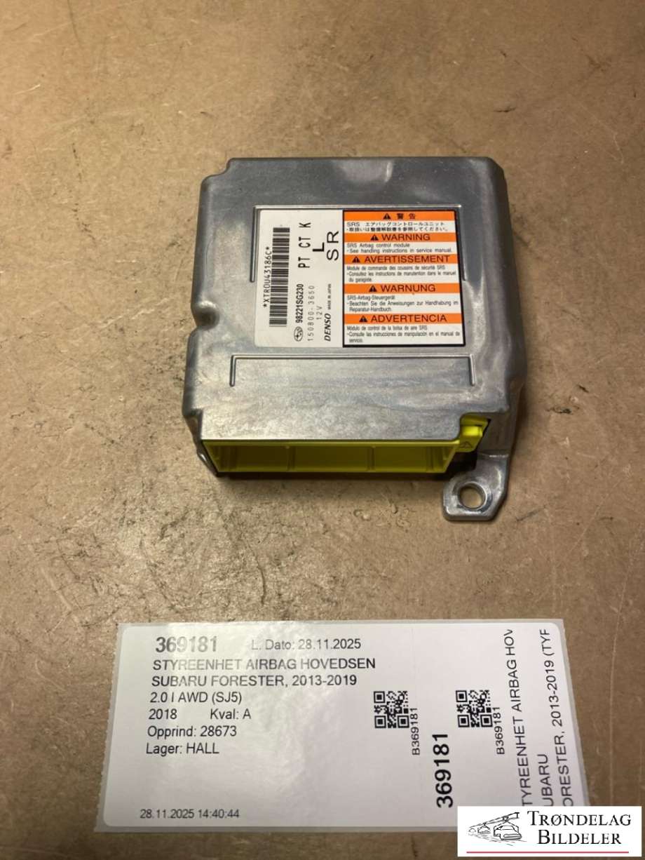 Styreenhet airbag hovedsensor til Subaru Forester, 2013-2019 (Type IV)  (98221SG230)