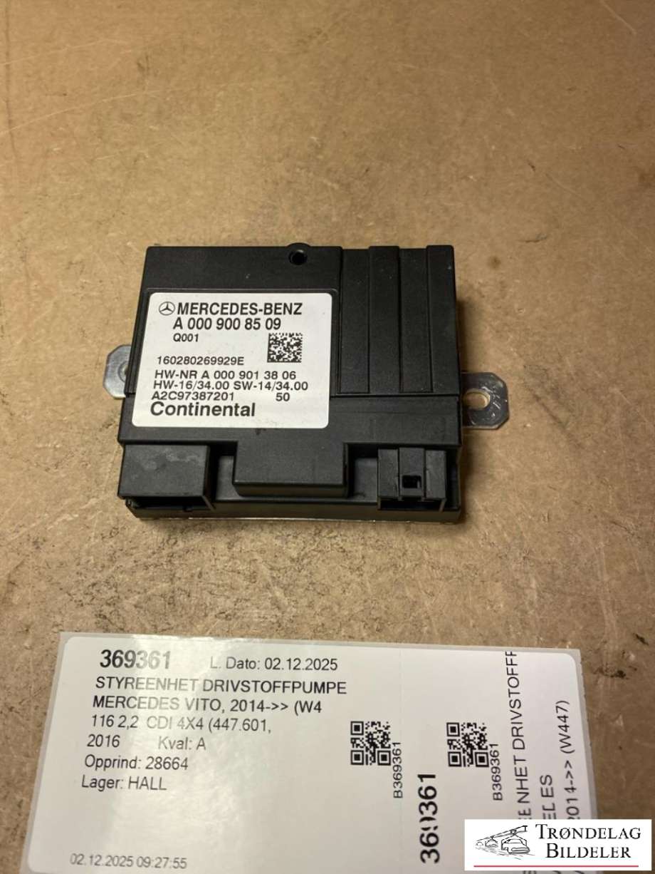 Styreenhet drivstoffpumpe til Mercedes Vito, 2014-->> (W447) (W447) (A0009008509)