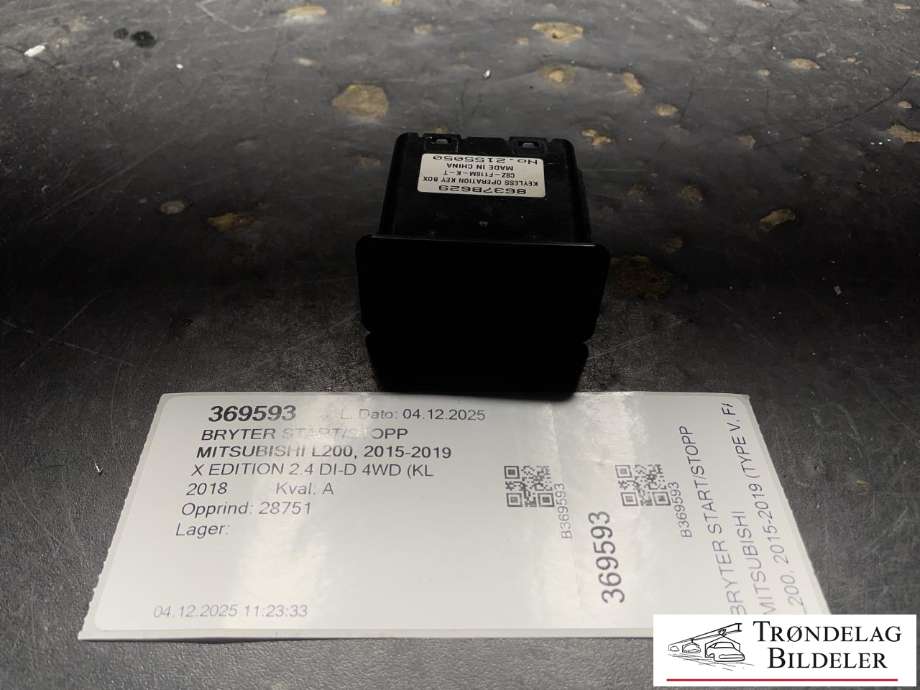 Bryter start/stopp til Mitsubishi L200, 2015-2019 (Type V, Fase 1)  (8637B629)