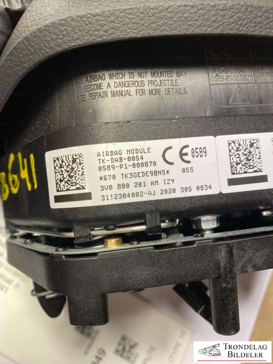 Airbag rattpute til Škoda Superb 2015-->> (Type III)  (3V0 880 201 AM|6VA 880 201 F|)