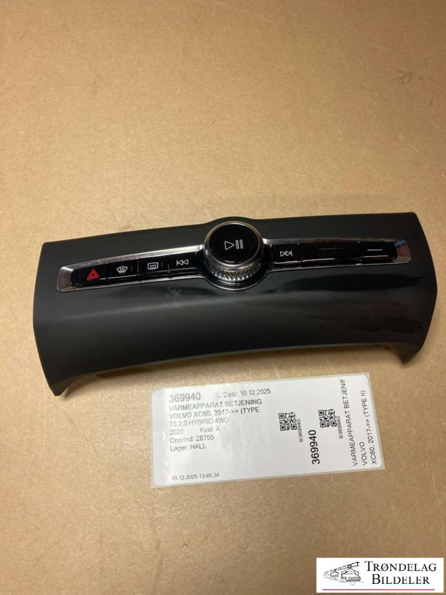 Varmeapparat betjening til Volvo XC60 2017-->> (Type II) (31398845|)