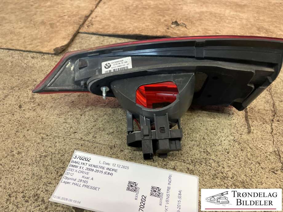 Baklykt venstre indre til BMW X1 2009-2015 (E84) (E84) (63 21 2 990 113|)