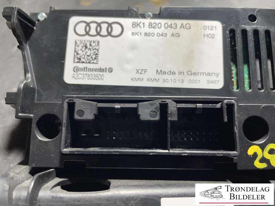 Varmeapparat betjening til Audi A4, Allroad 2009-2016 (Type I) (B8) (B8) (8K1820043R|8K1820043R XZF|8K1820043AG|8K1820043AG XZF|A2C37832500)