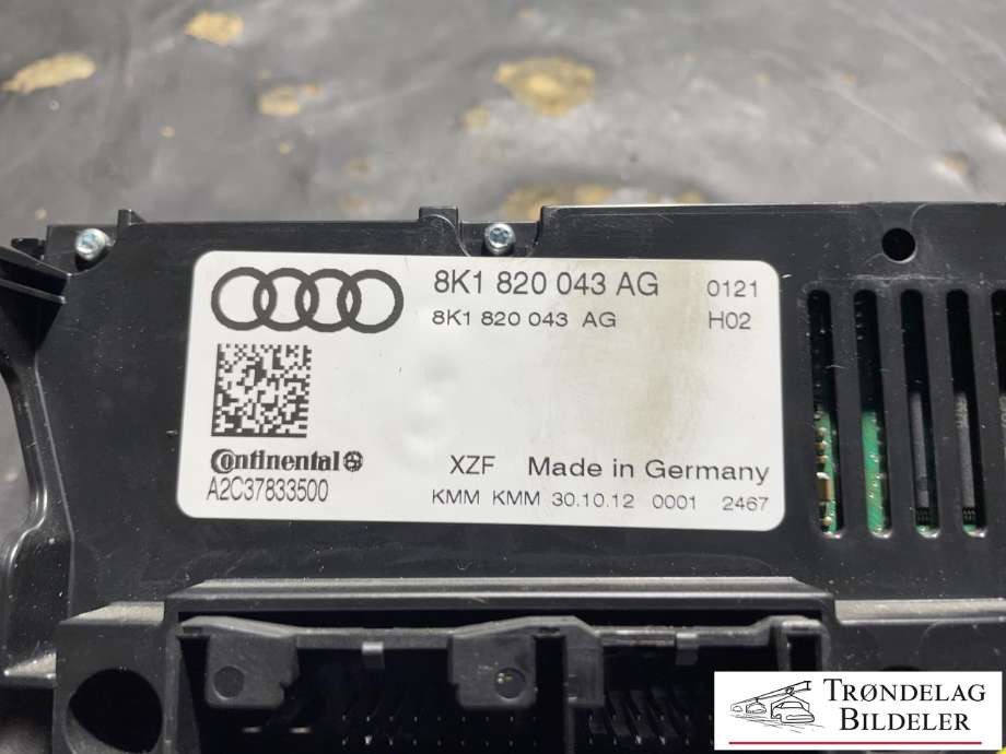 Varmeapparat betjening til Audi A4, Allroad 2009-2016 (Type I) (B8) (B8) (8K1820043R|8K1820043R XZF|8K1820043AG|8K1820043AG XZF|A2C37832500)