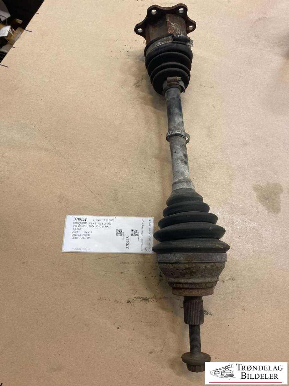 Drivaksel venstre foran til VW Caddy 2004-2010 (Type III, Fase 1) (1K0407271KA|1K0407271BF|1K0407271BQ|1K0407271KS|1K0407271LG|1K0407271LK|1K0407451QX|3C0407271T|1K0407271NT|1K0407453GX|1K0407761Q|1K0407761QX)